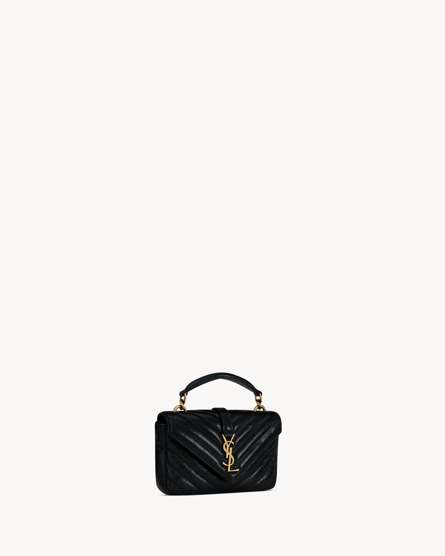 COLLEGE mini chain bag in shiny crackled leather