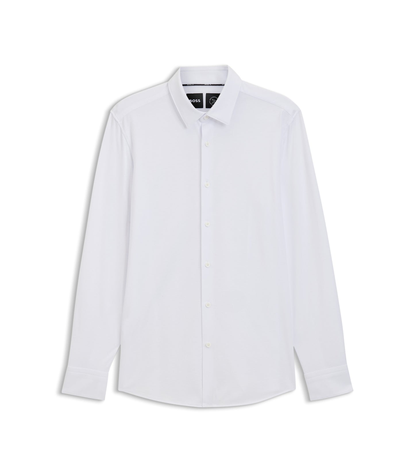 Slim-fit shirt in a performance-stretch cotton blend
