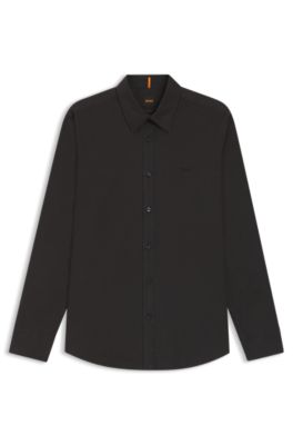 Regular-fit shirt in cotton poplin with embroidered logo