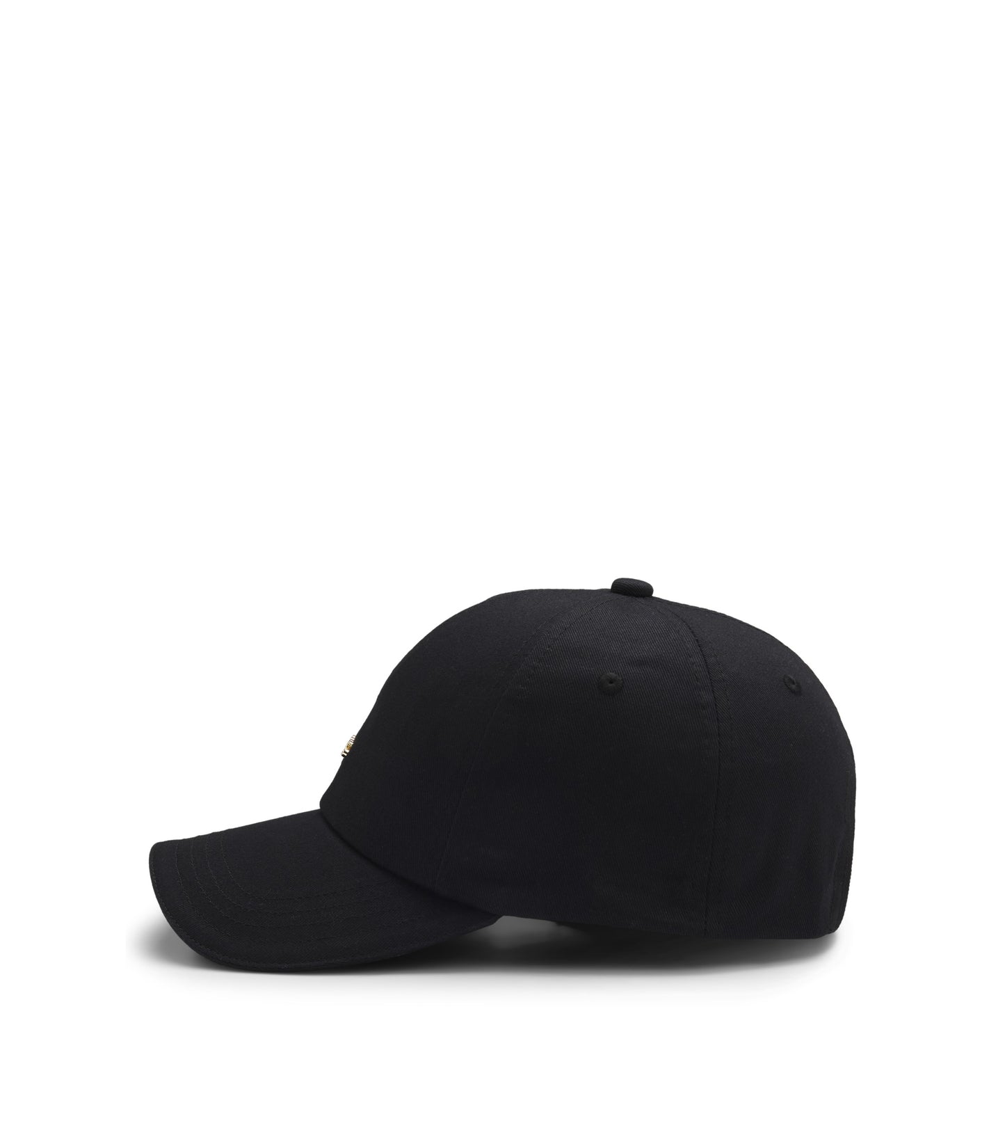 Cotton cap with metal logo lettering