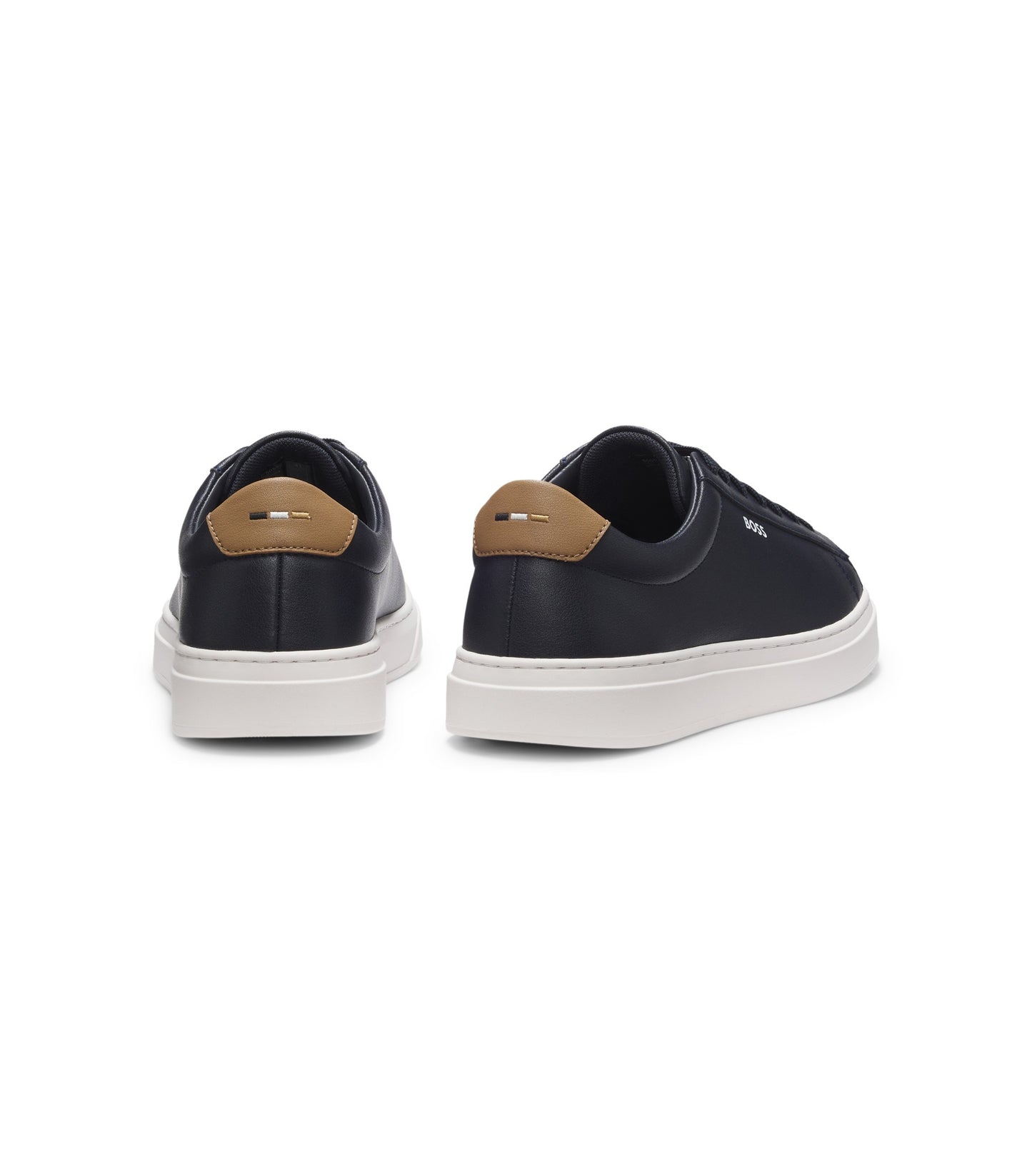 Cupsole trainers in leather with signature-stripe stitching