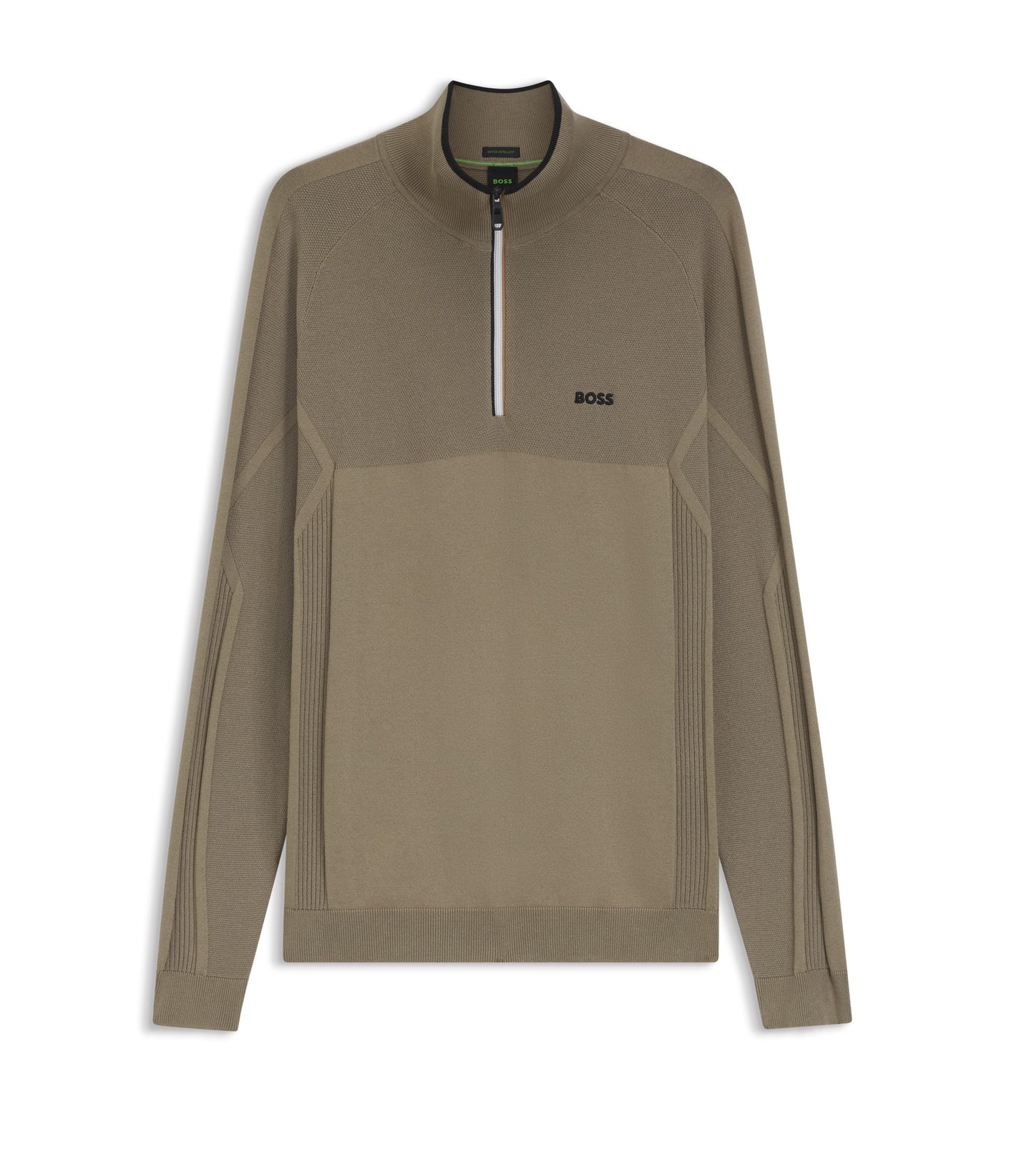Zip-neck sweater in a mixed-knit cotton blend