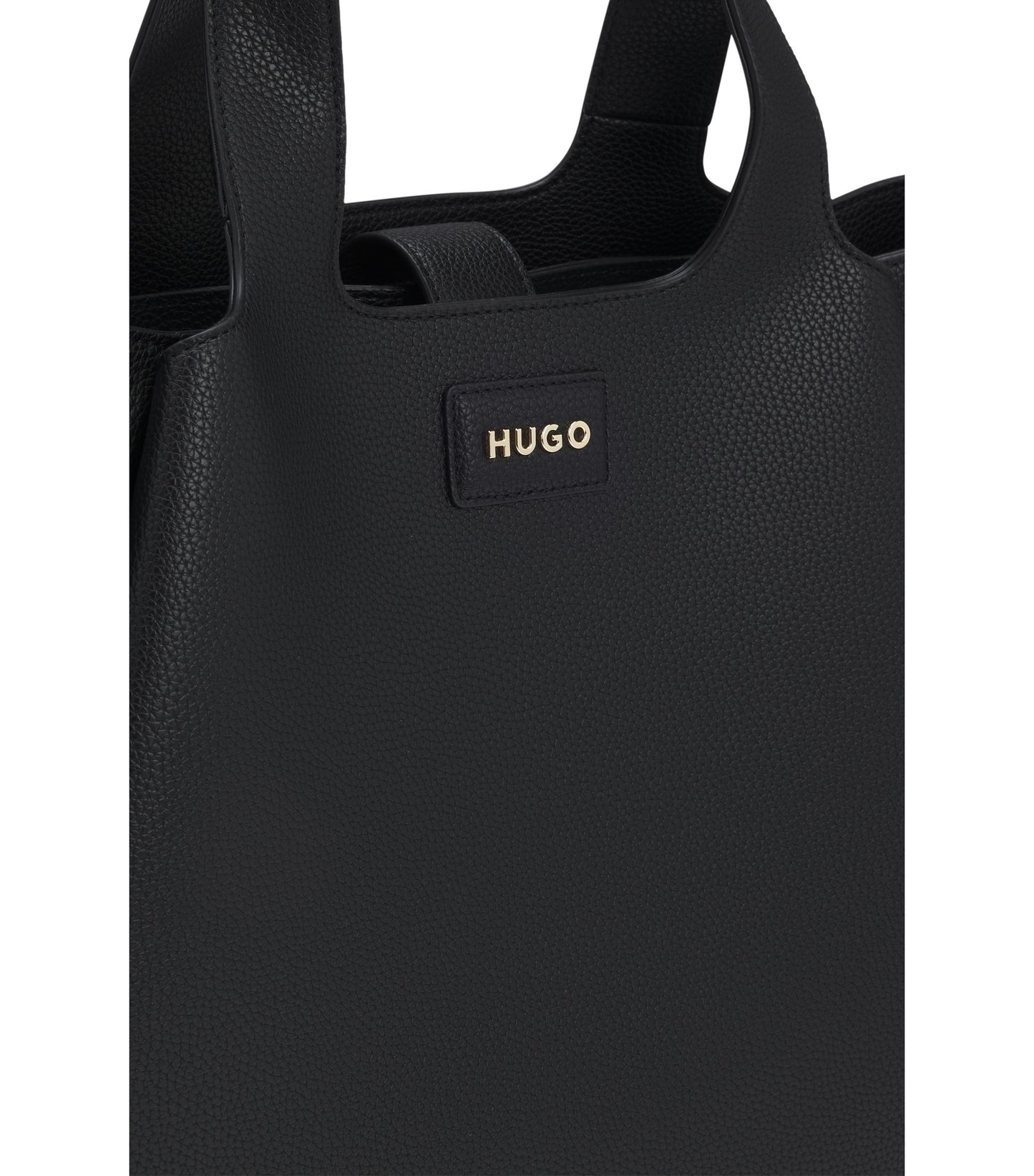 Faux-leather tote bag with logo patch
