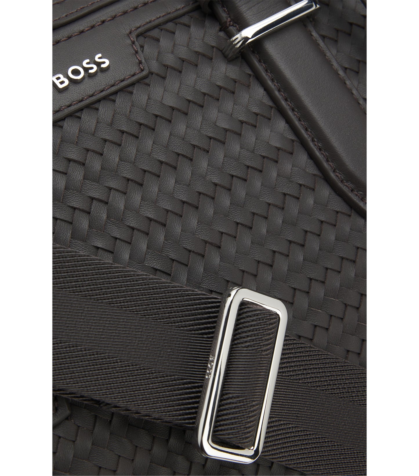 Woven-leather holdall with silver-tone logo