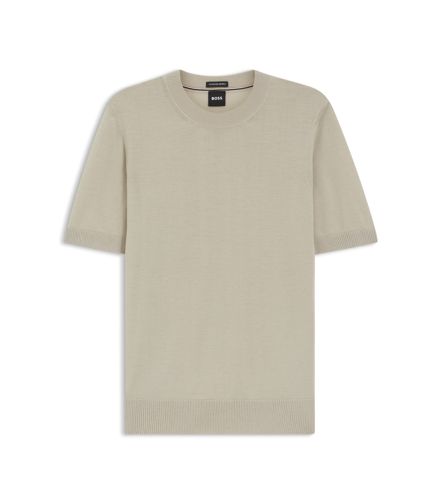 Short-sleeved knit T-shirt in merino wool