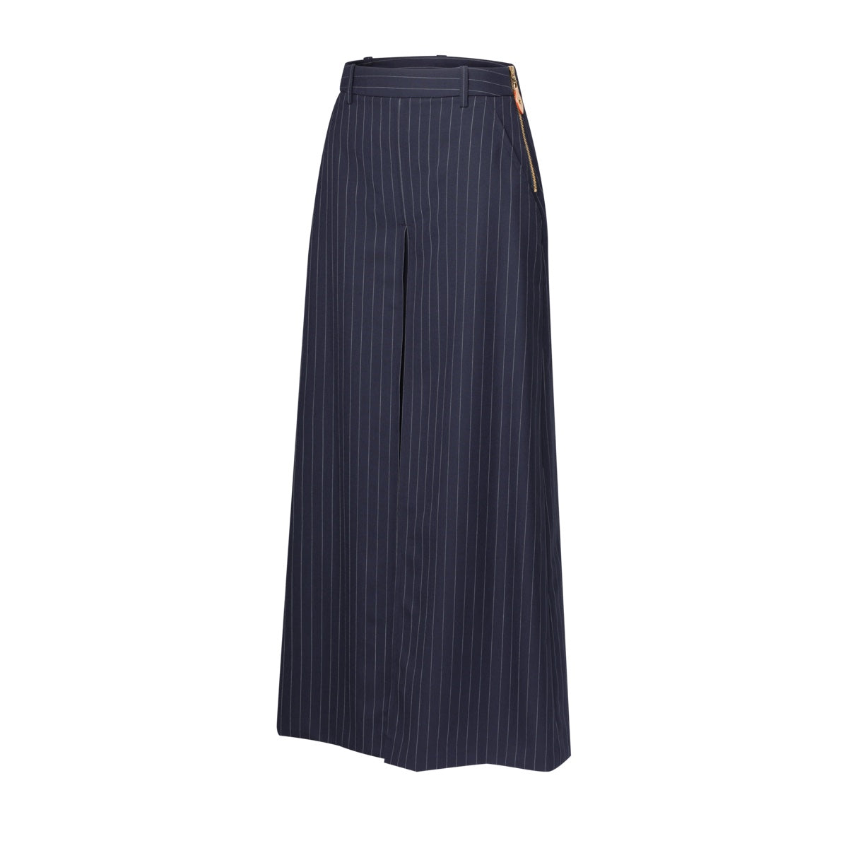 Wide-Leg Pinstriped Trousers