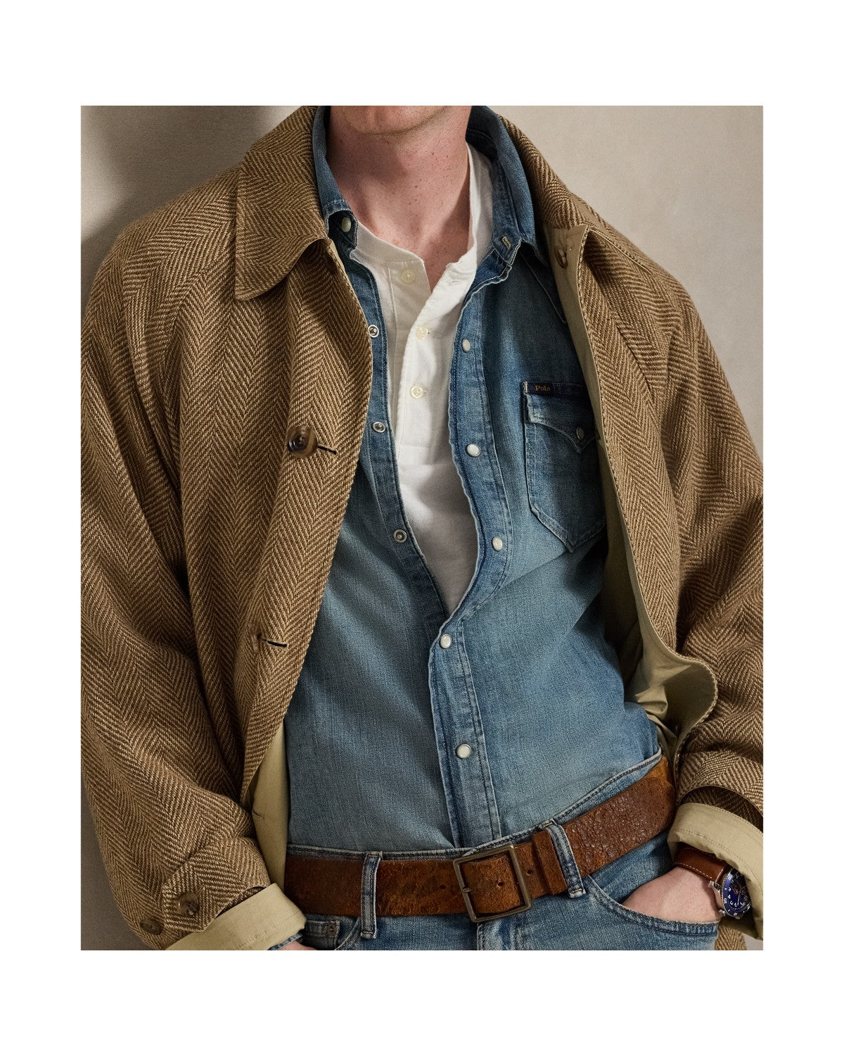 Slub Denim Western Shirt