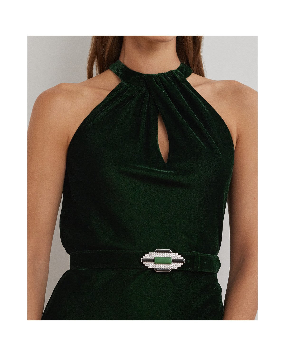Belted Velvet Halter Dress
