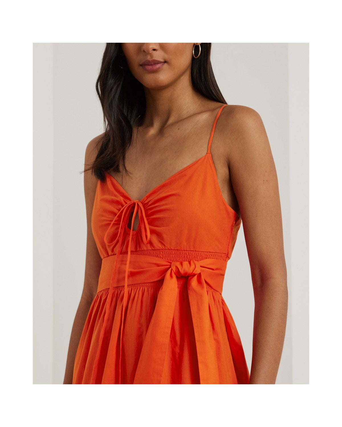 Belted Cotton Voile Sleeveless Dress