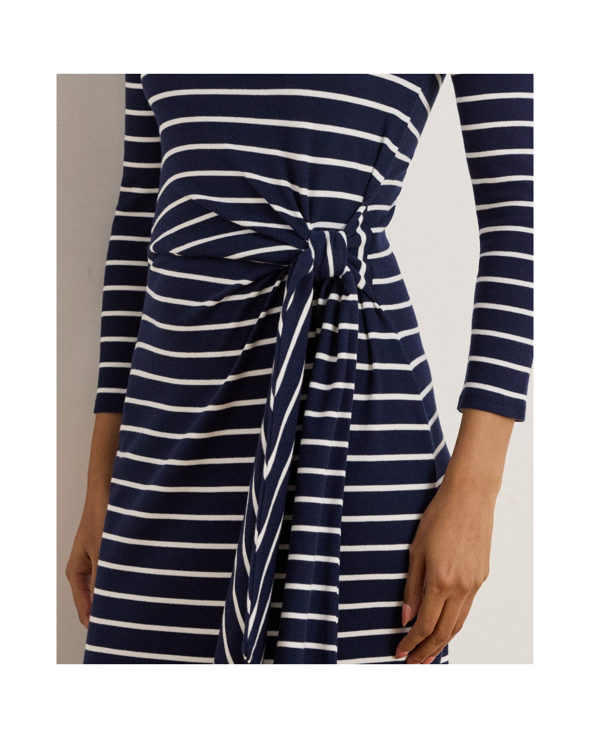 Striped Tie-Front Cotton-Blend Dress