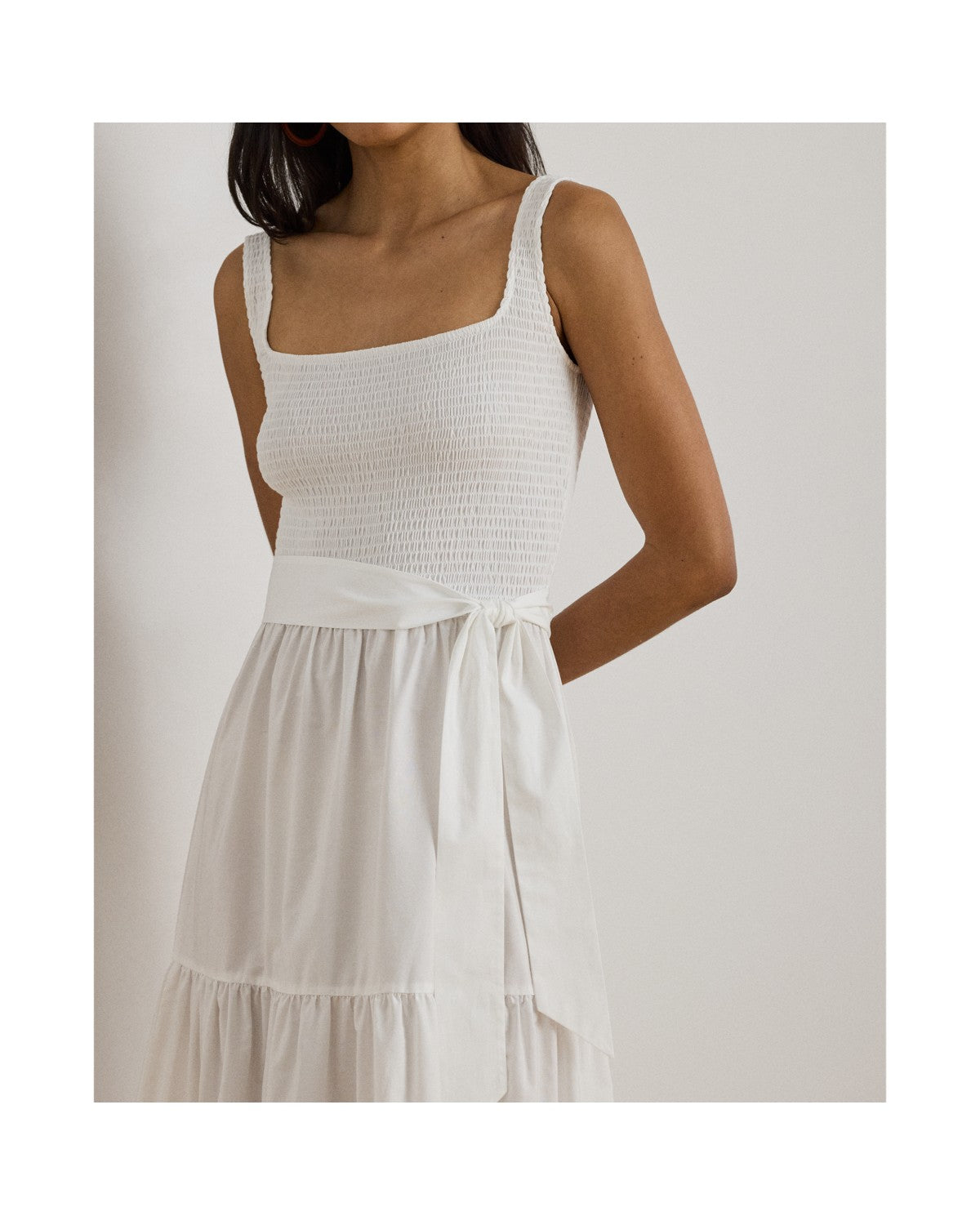 Tiered Belted Jersey & Broadcloth Dress