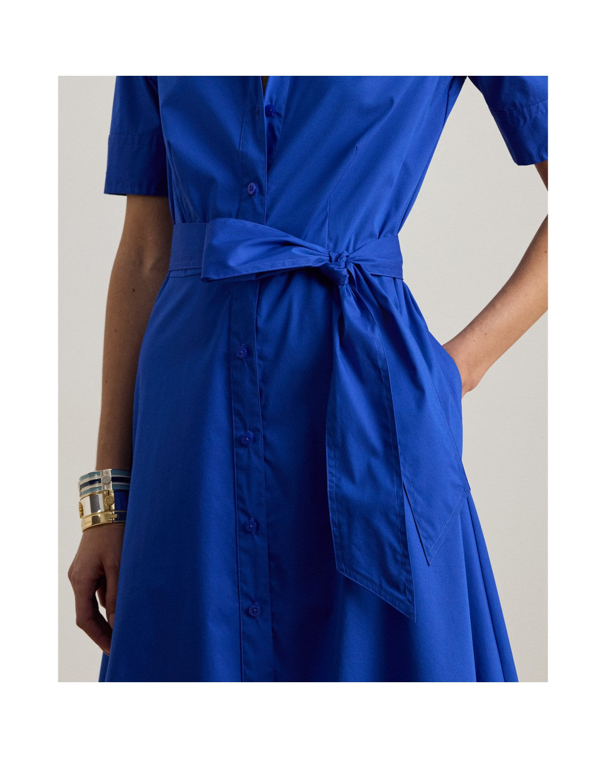 Belted Cotton-Blend Shirt Dress