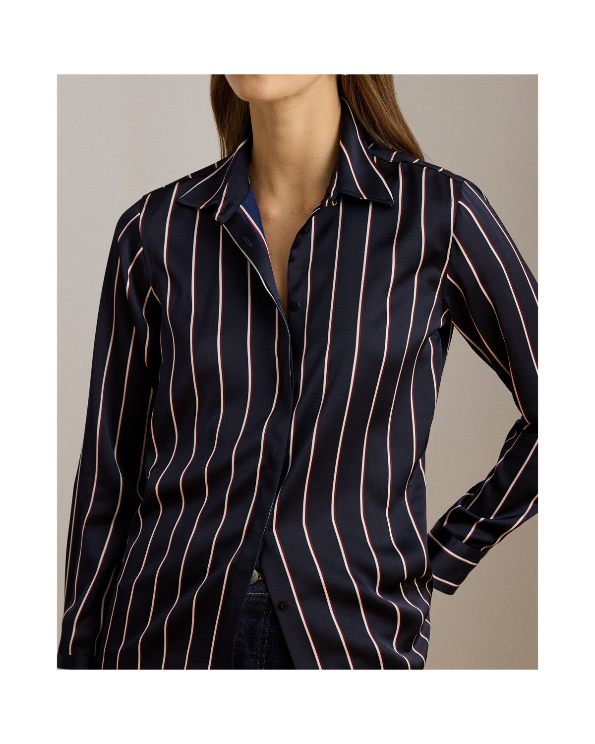 Classic Fit Striped Charmeuse Shirt