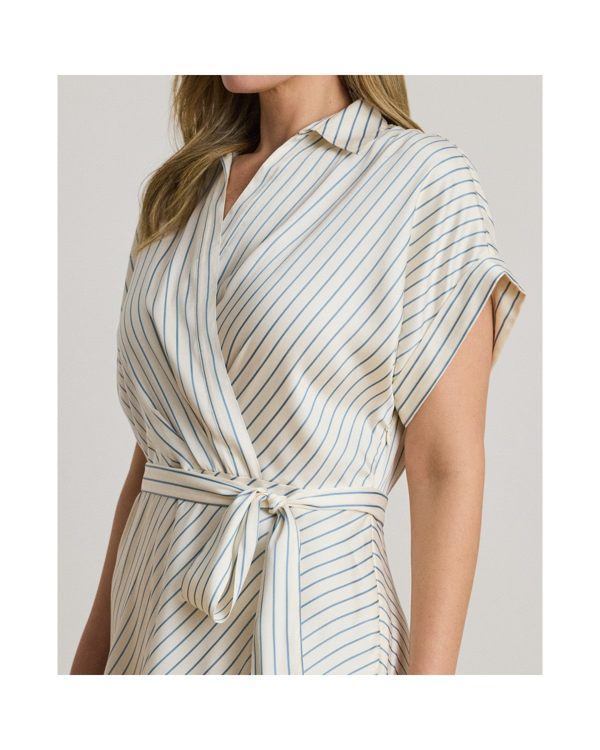 Striped Belted Twill Dress