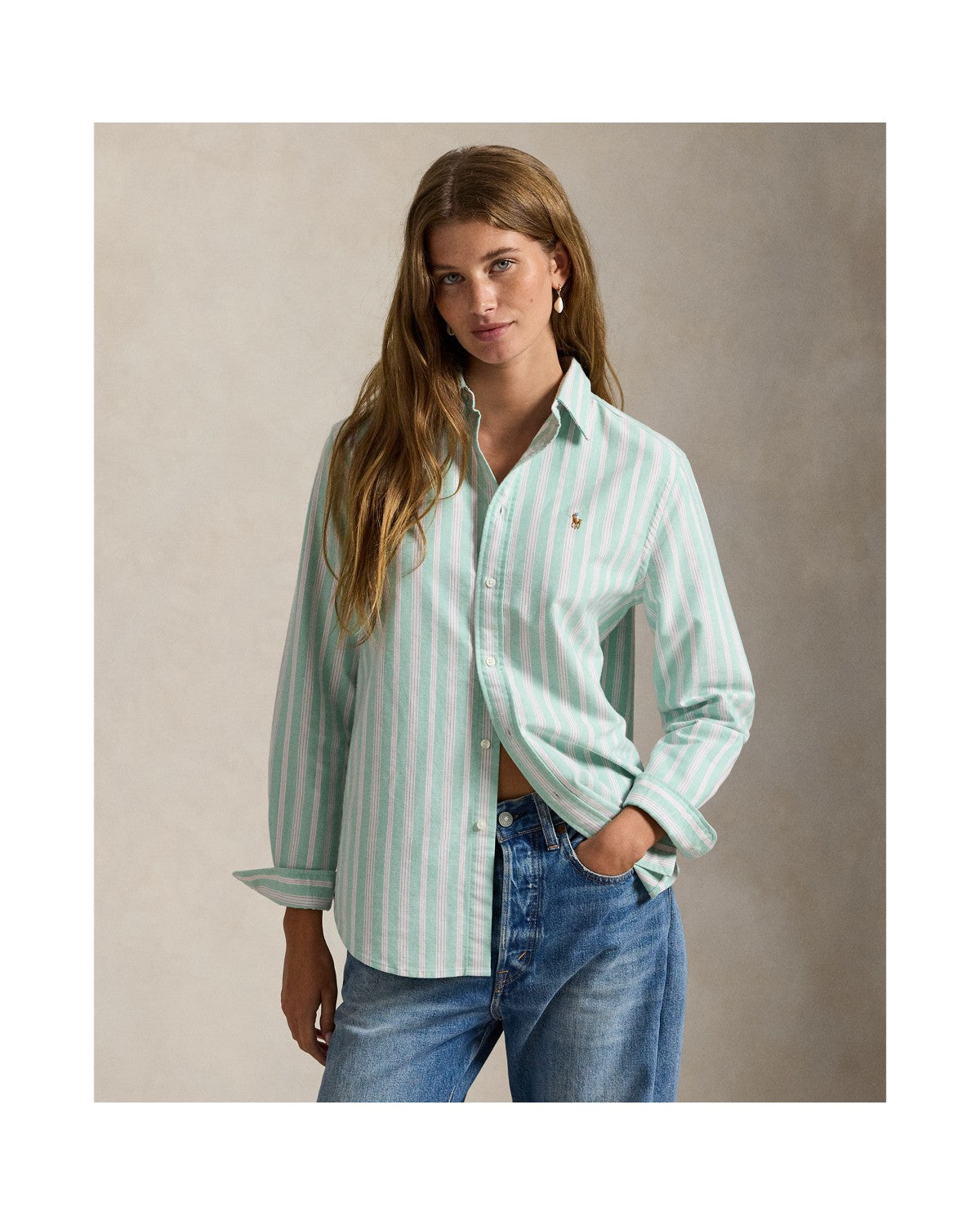 Classic Fit Striped Cotton Oxford Shirt
