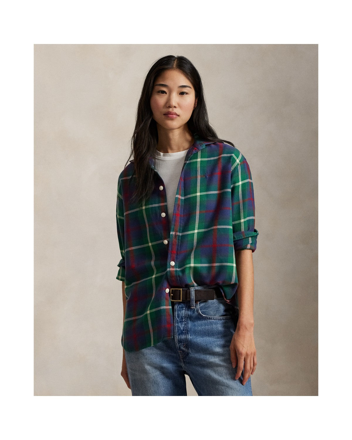 Classic Fit Plaid Cotton Twill Shirt