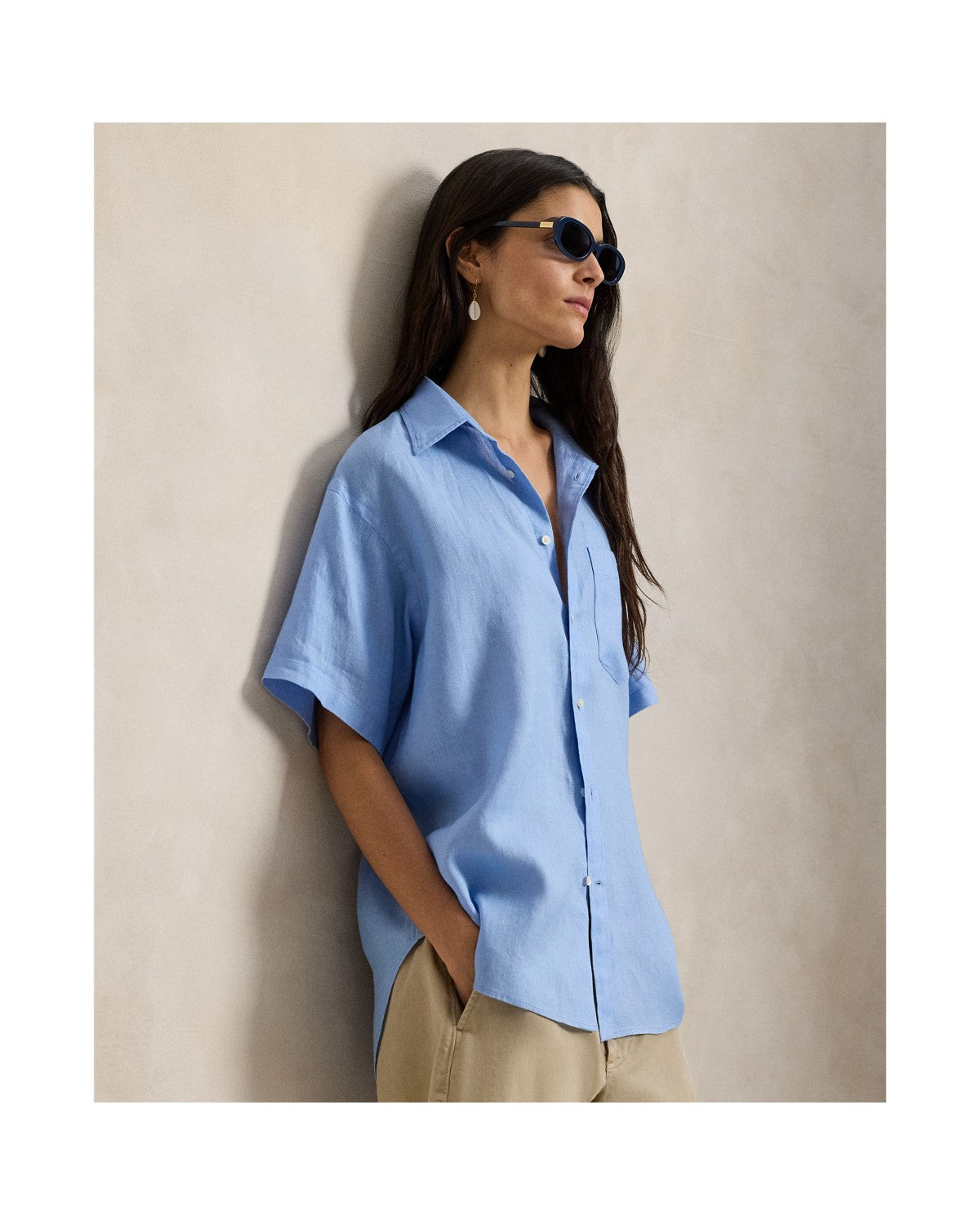 Oversize Fit Linen Short-Sleeve Shirt