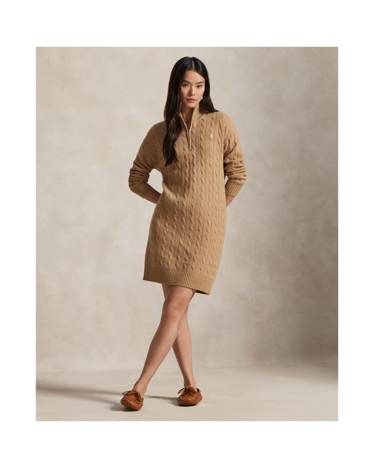 Cable Quarter-Zip Wool-Cashmere Dress
