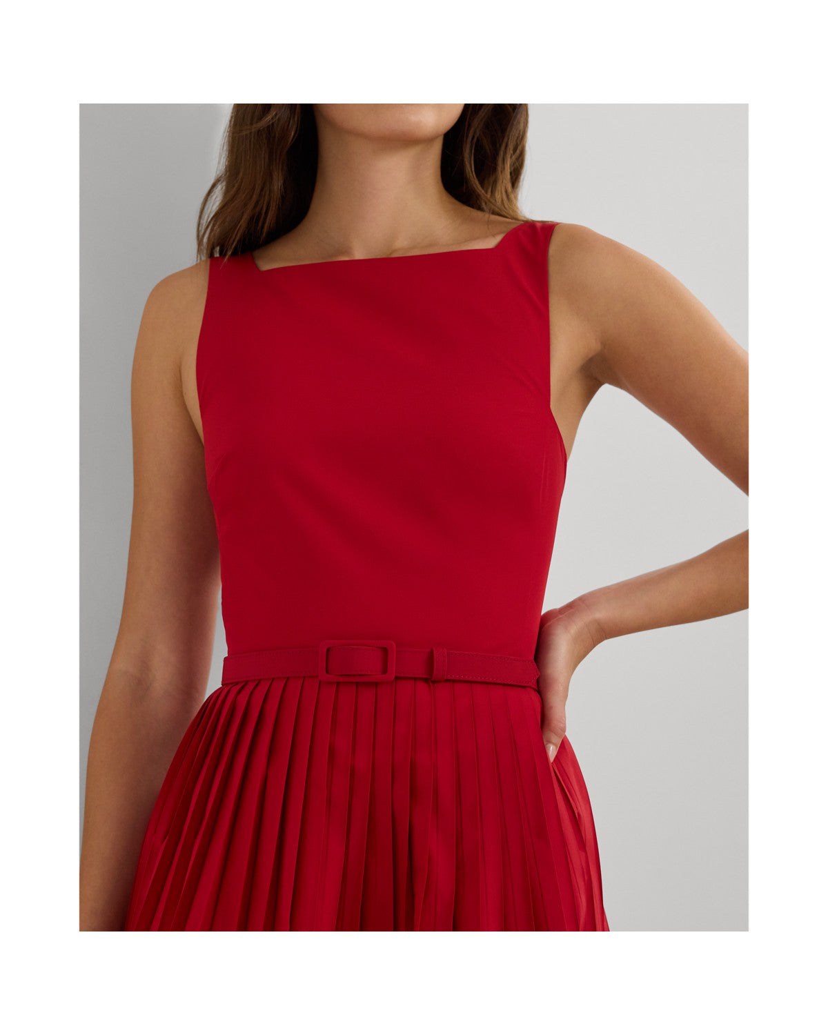 Belted Taffeta Cocktail Dress
