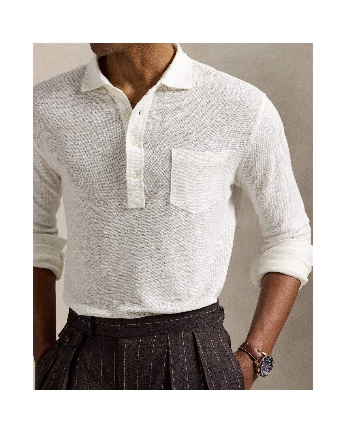 Linen Mesh Polo Shirt