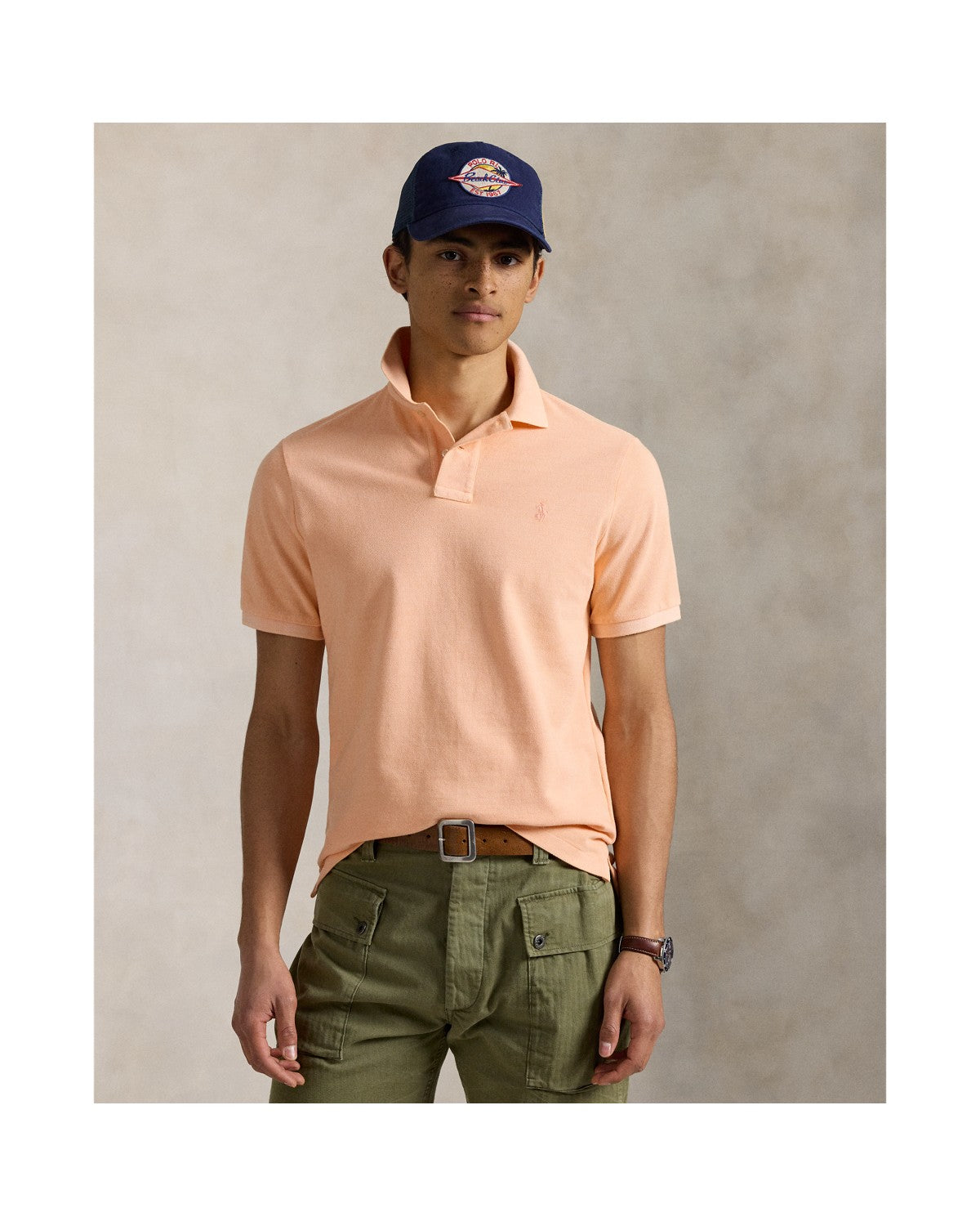 Classic Fit Mineral-Dyed Mesh Polo Shirt