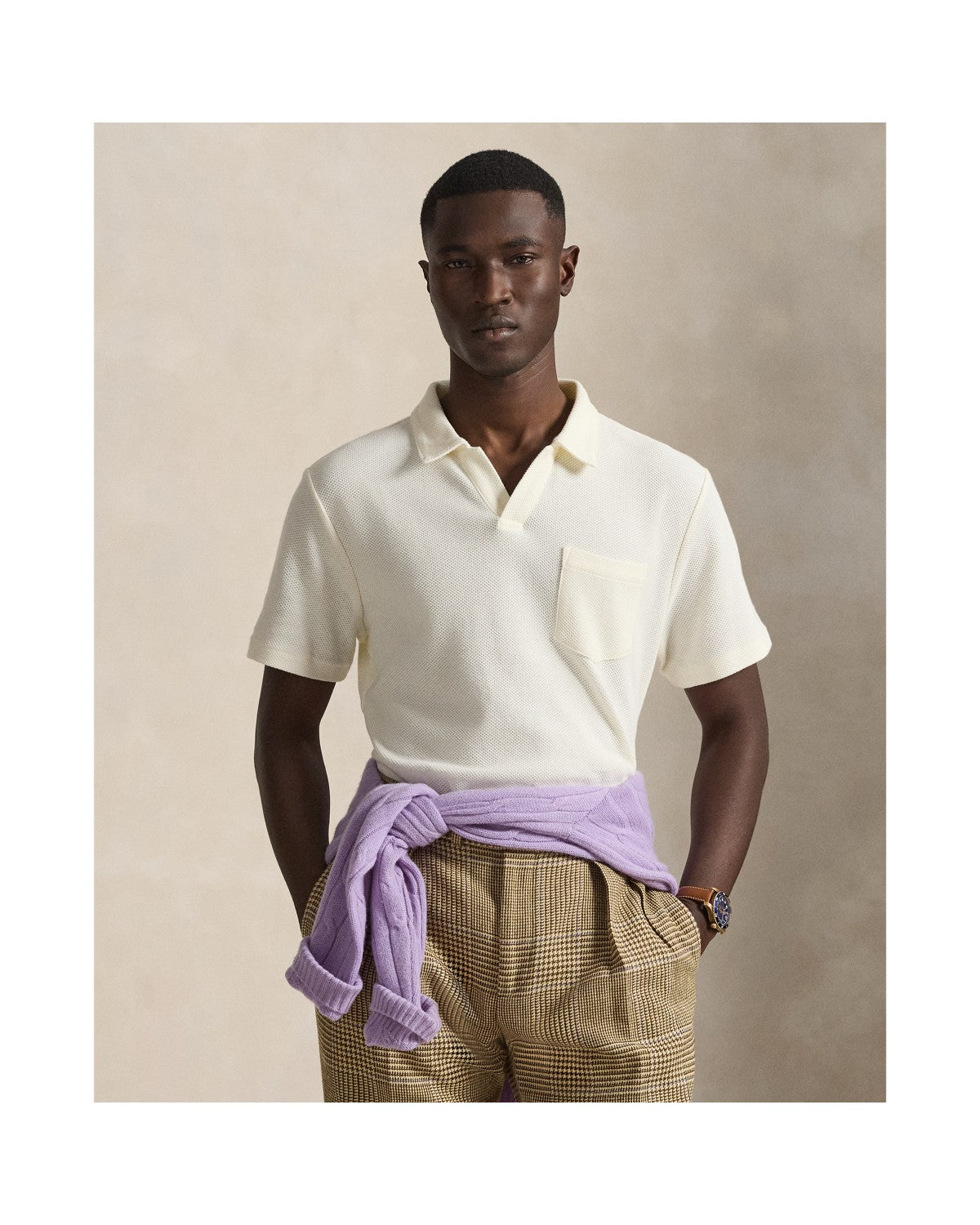 Standard Fit Honeycomb-Mesh Polo Shirt