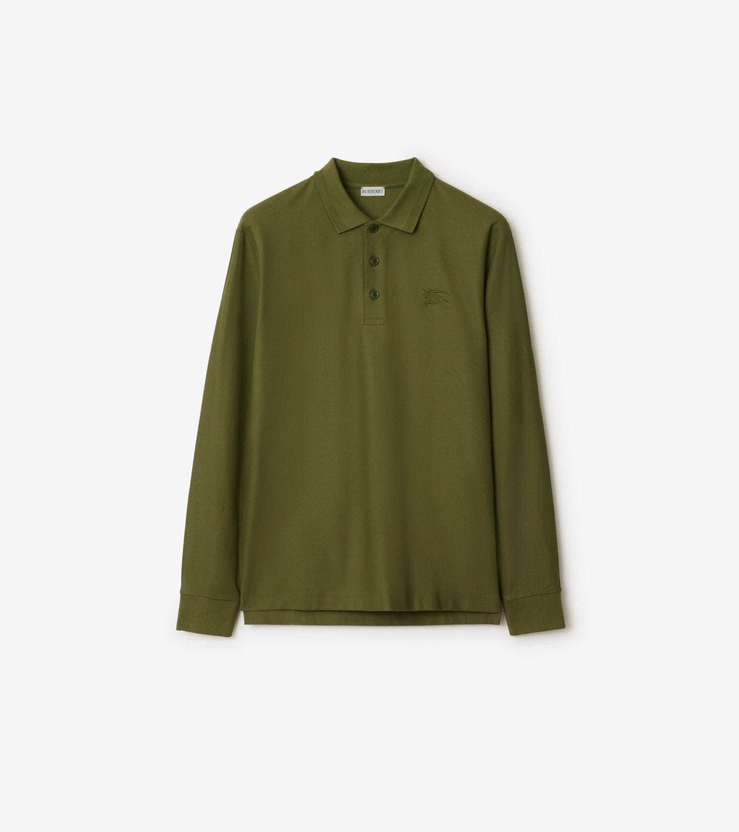 Long-sleeve Cotton Polo Shirt in Clay brown