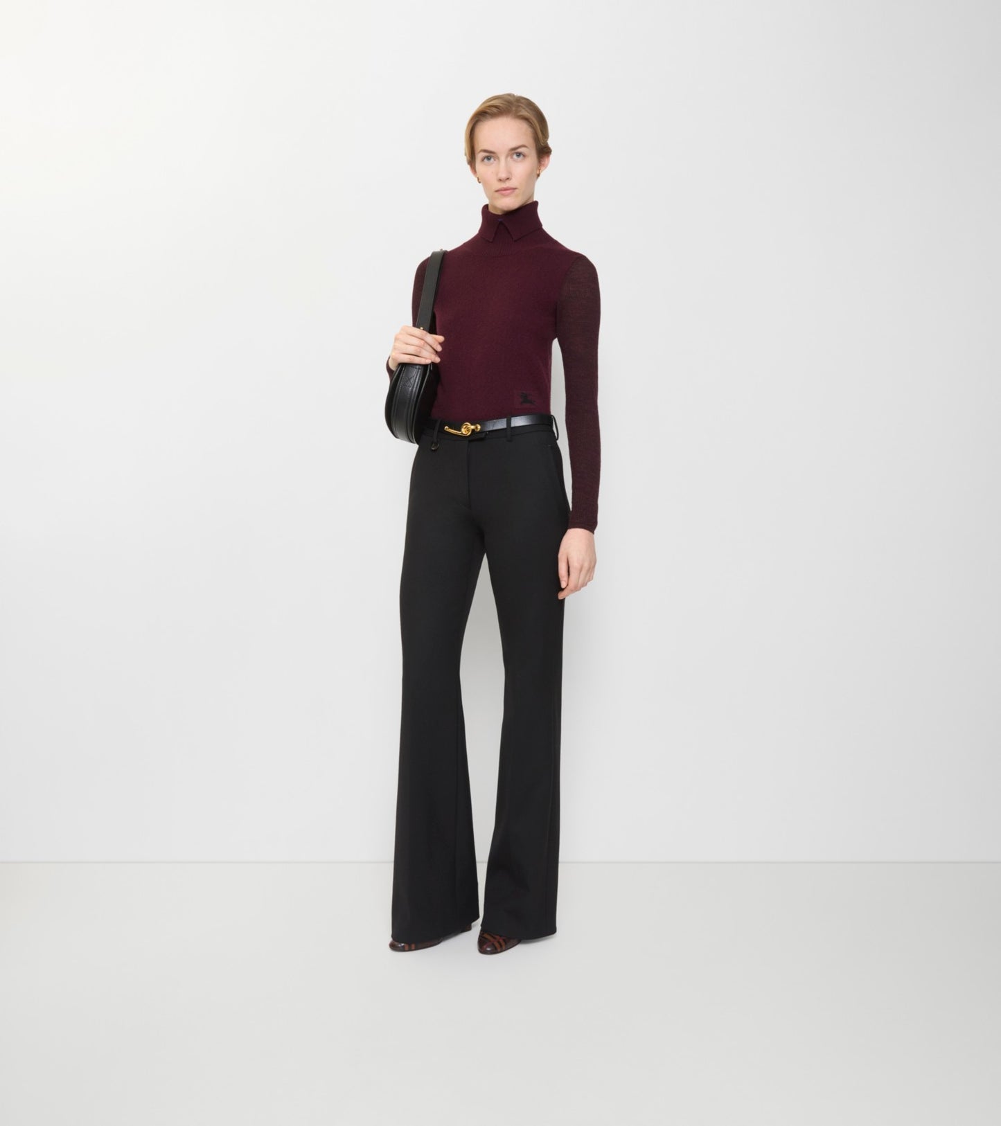 Wool Blend Tailored Trousers in Black