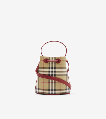 Mini Check Bucket Bag in Archive beige/ruby red