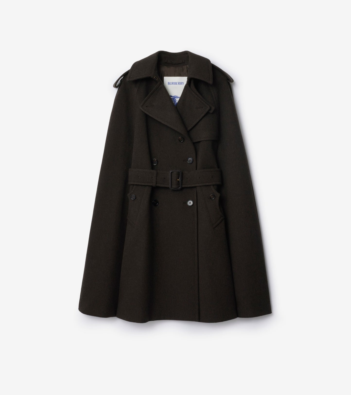 Cashmere Belmont Trench Cape in Cog brown melange