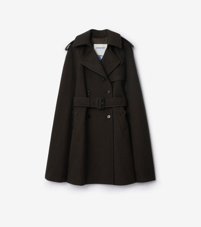 Cashmere Belmont Trench Cape in Cog brown melange