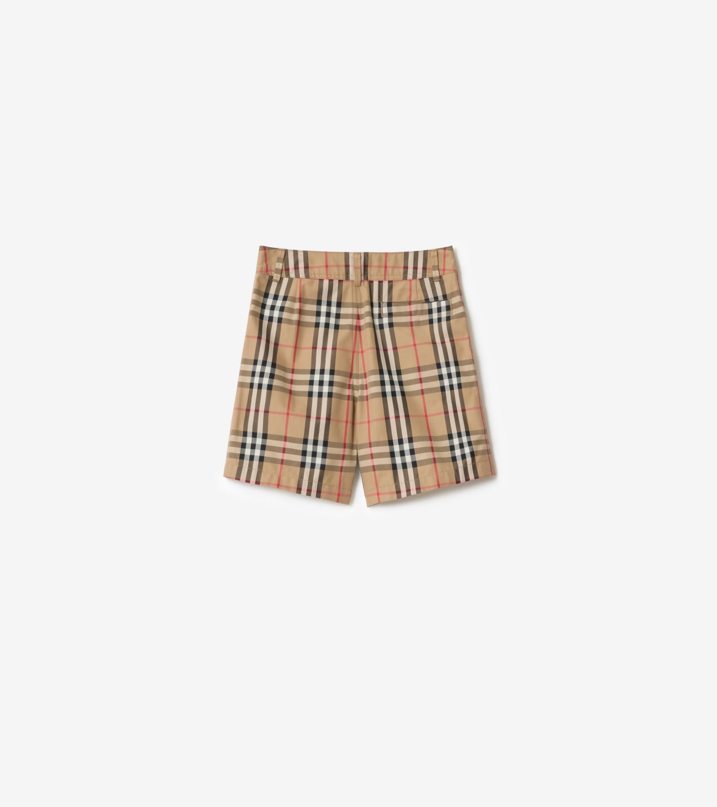 Check Cotton Oxford Shorts in Sand beige