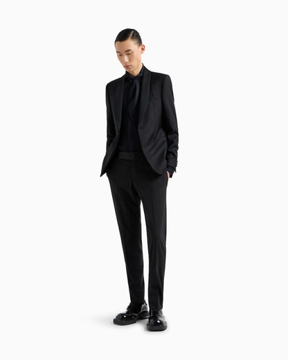 Single-breasted satin lapel jacket man