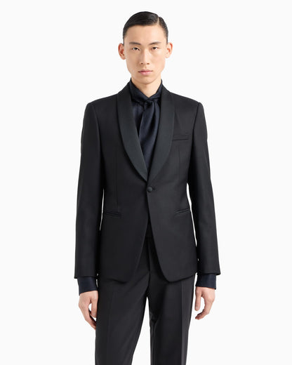 Single-breasted satin lapel jacket man