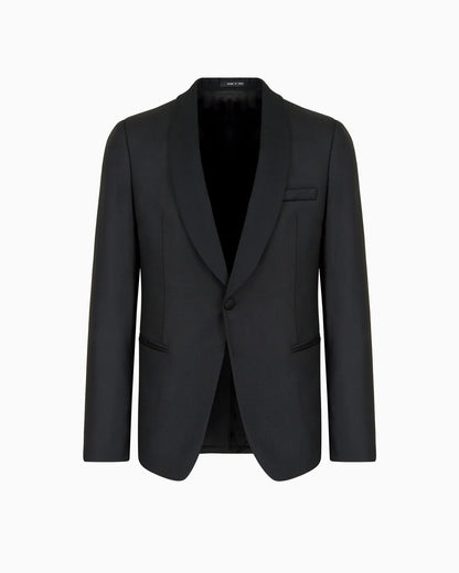 Single-breasted satin lapel jacket man