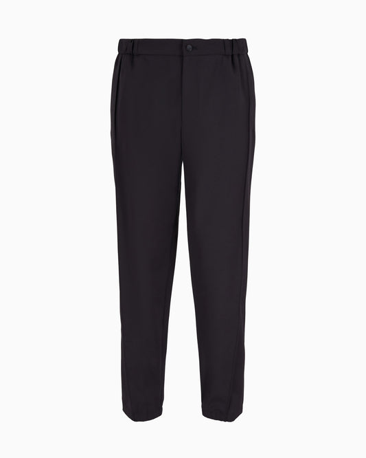 Natural stretch canvas trousers with elasticated cuffs