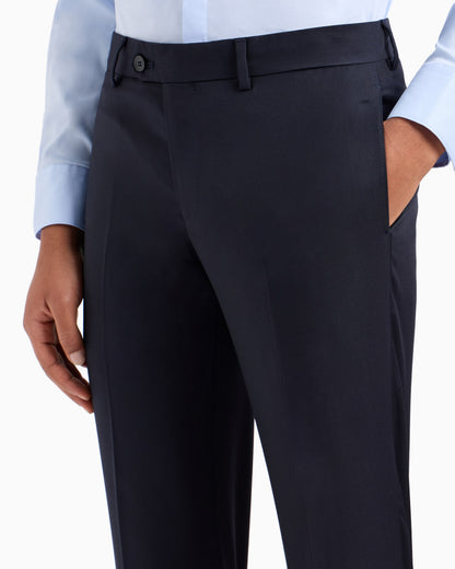 Worsted virgin-wool, creased trousers