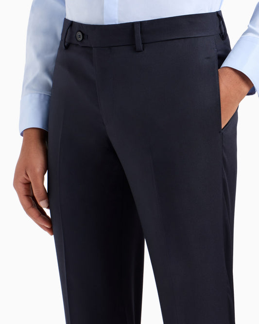 Worsted virgin-wool, creased trousers