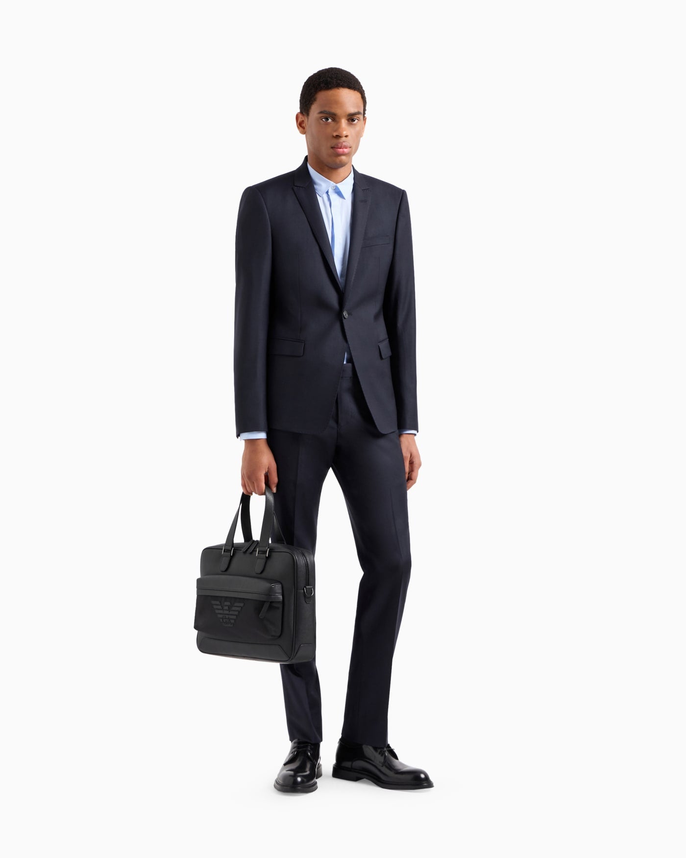 Worsted virgin-wool, creased trousers
