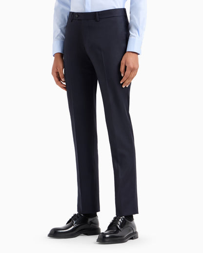 Worsted virgin-wool, creased trousers
