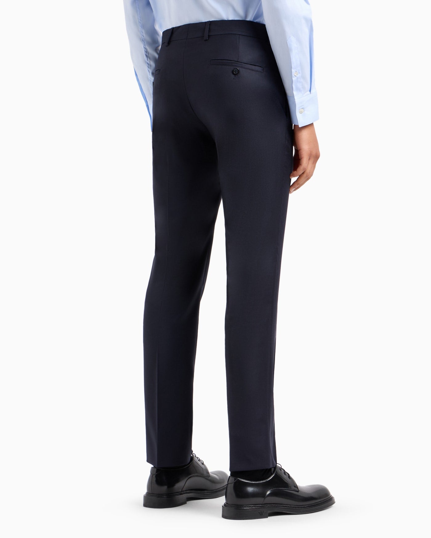 Worsted virgin-wool, creased trousers