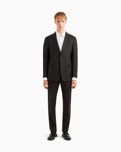 Single-breasted suit in fresh wool canvas