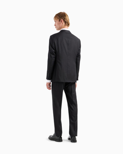 Single-breasted suit in fresh wool canvas