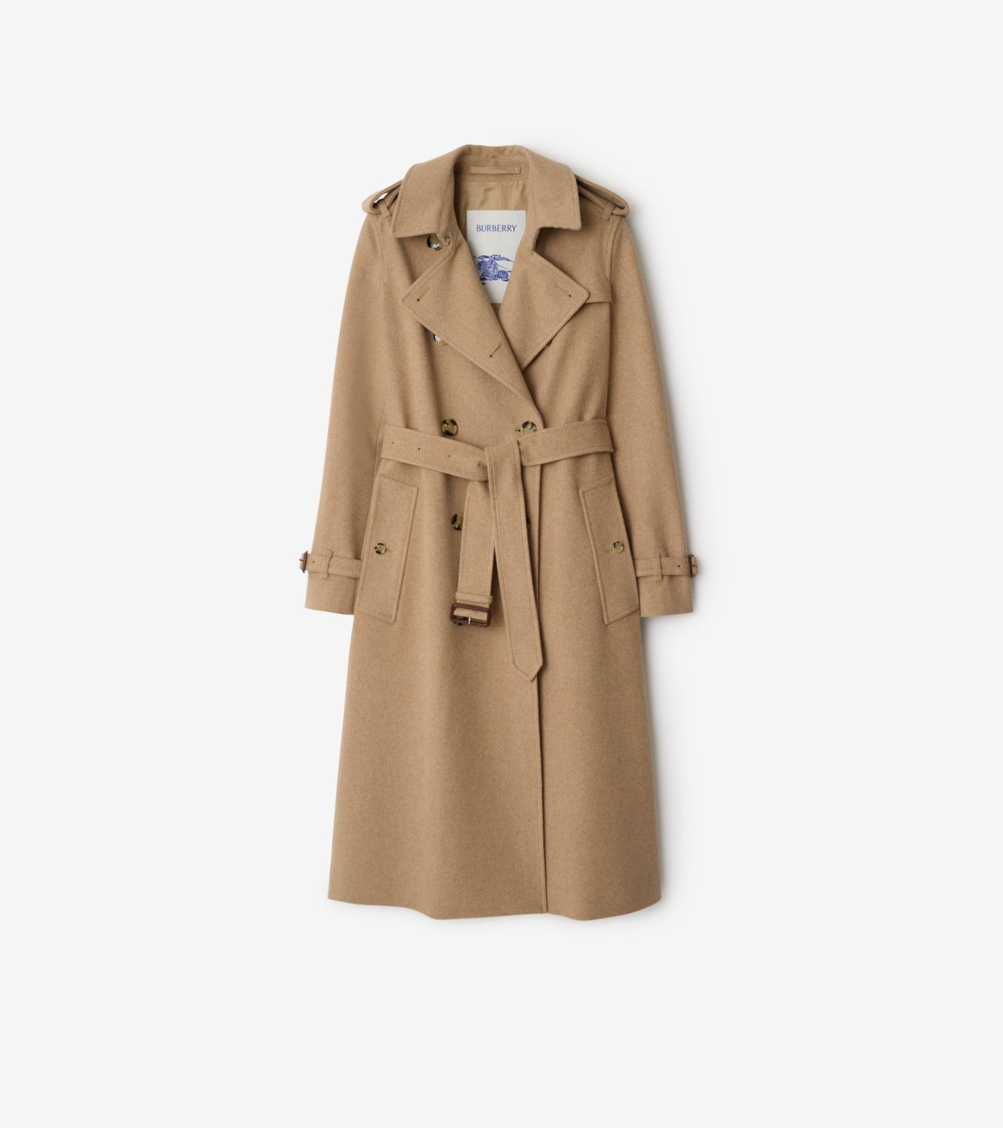 Long Cashmere Kensington Trench Coat in Camel beige