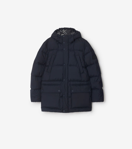 Hooded Puffer Jacket in Navy blue