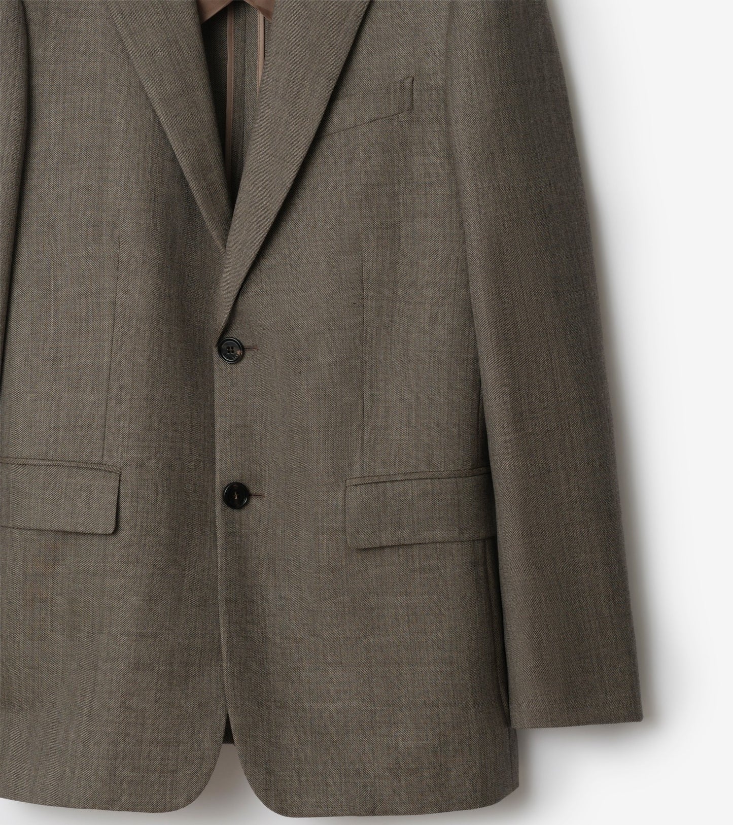 Sharkskin Wool Tailored Jacket in Soil brown/calico beige