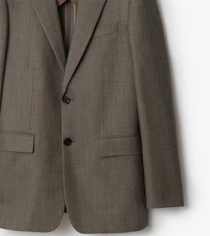 Sharkskin Wool Tailored Jacket in Soil brown/calico beige