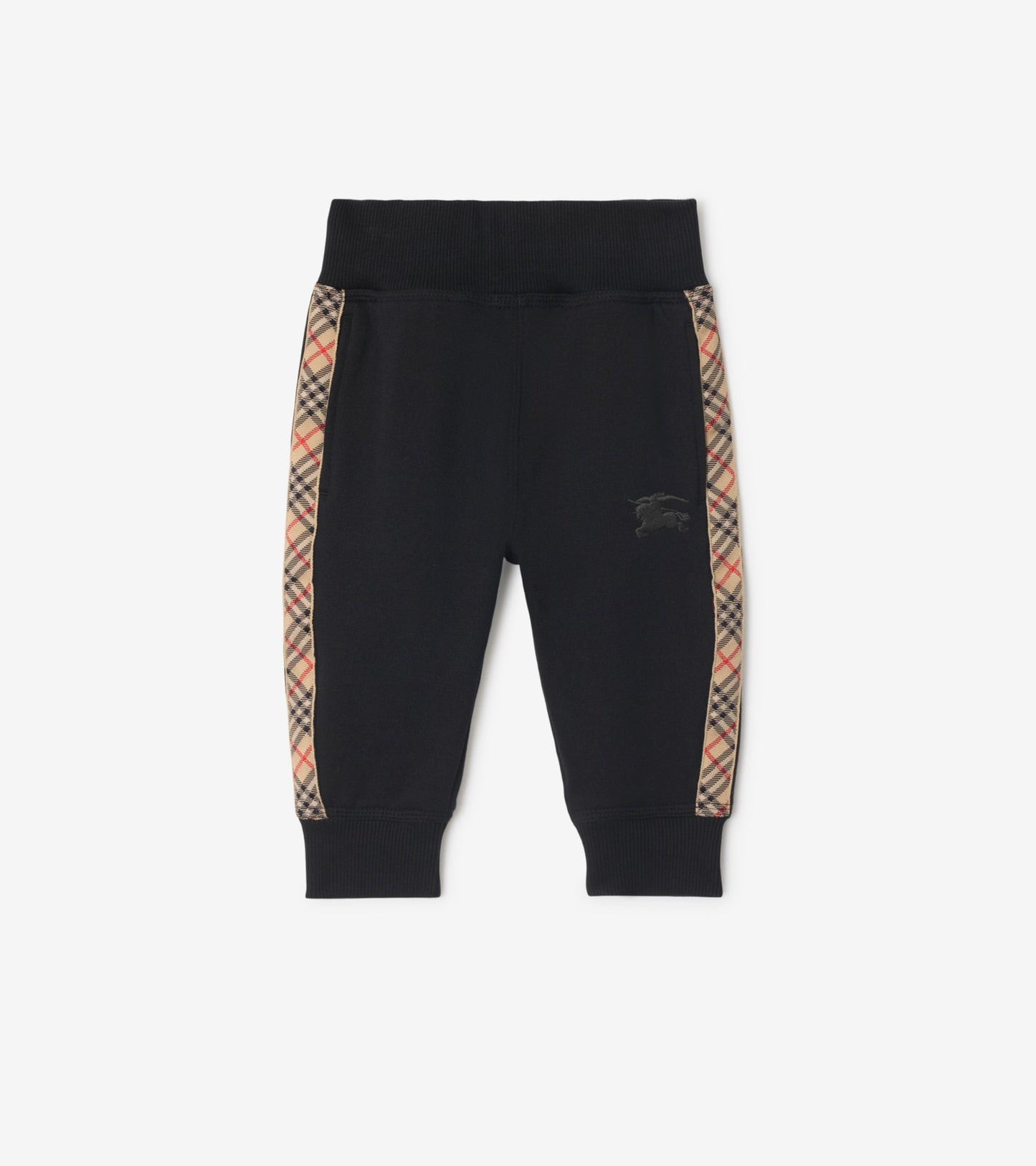Check Trim Cotton Jogging Pants in Slipper pink
