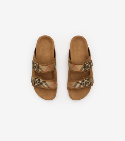 Check Suede Urchin Sandals in Jute beige