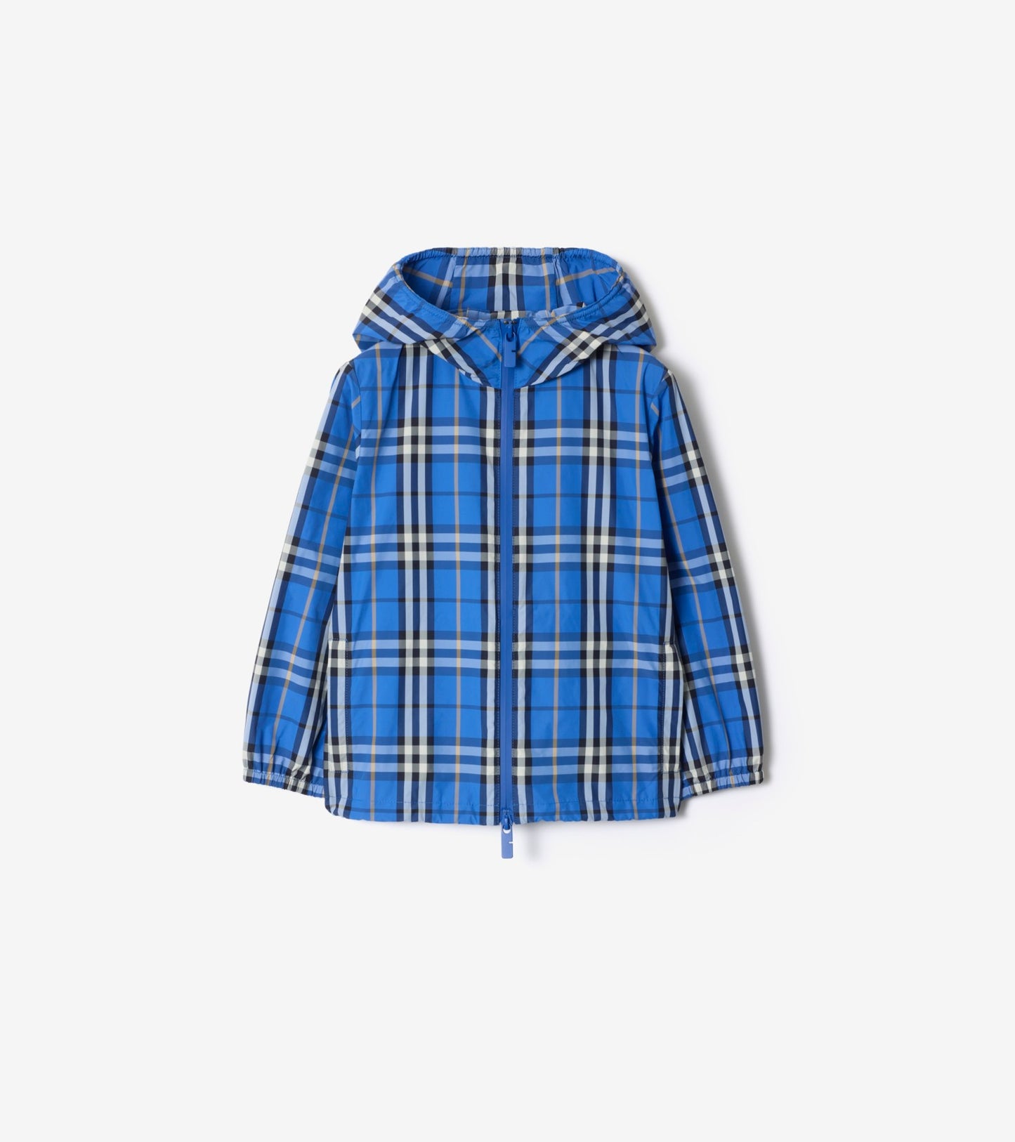 Check Nylon Hooded Jacket in Hyacinth blue